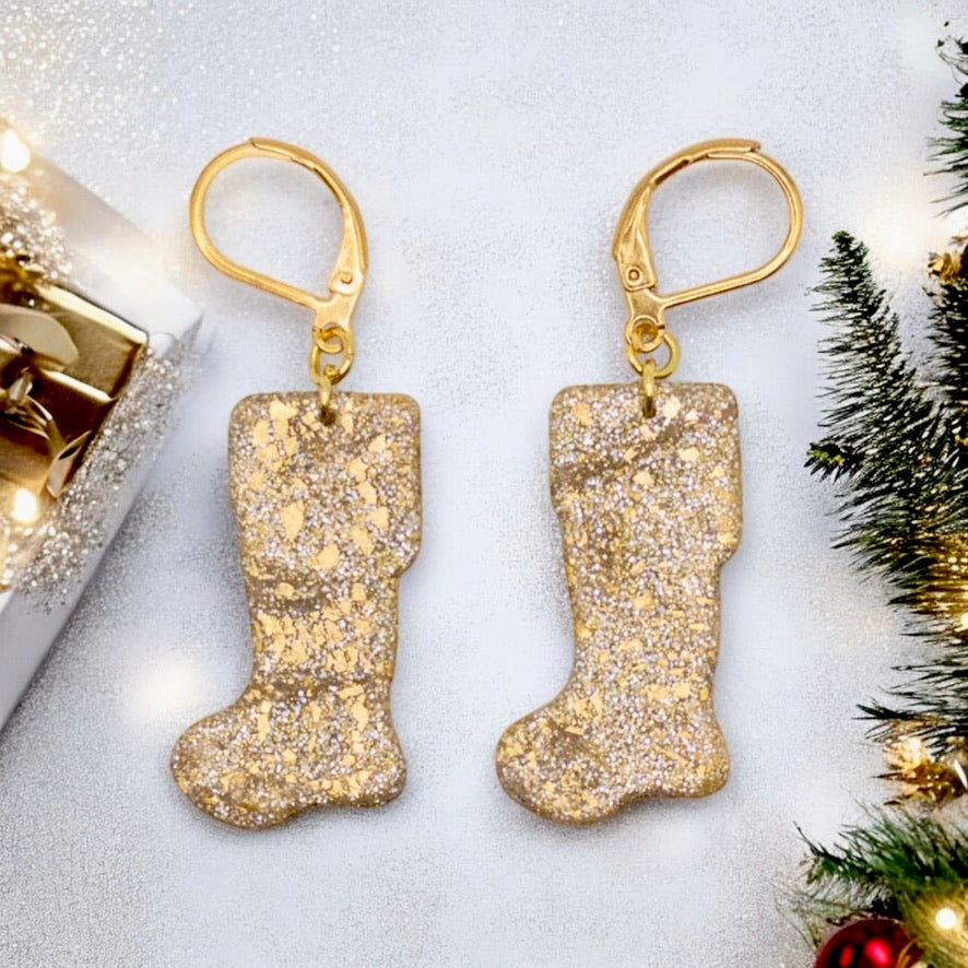 Christmas sparkle boots earrings